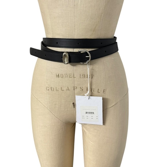 Janessa Leone Accessories - NEW Janessa Leone Belt Black Leather Wrap Silver Buckle Myra Size S Handmade 1"